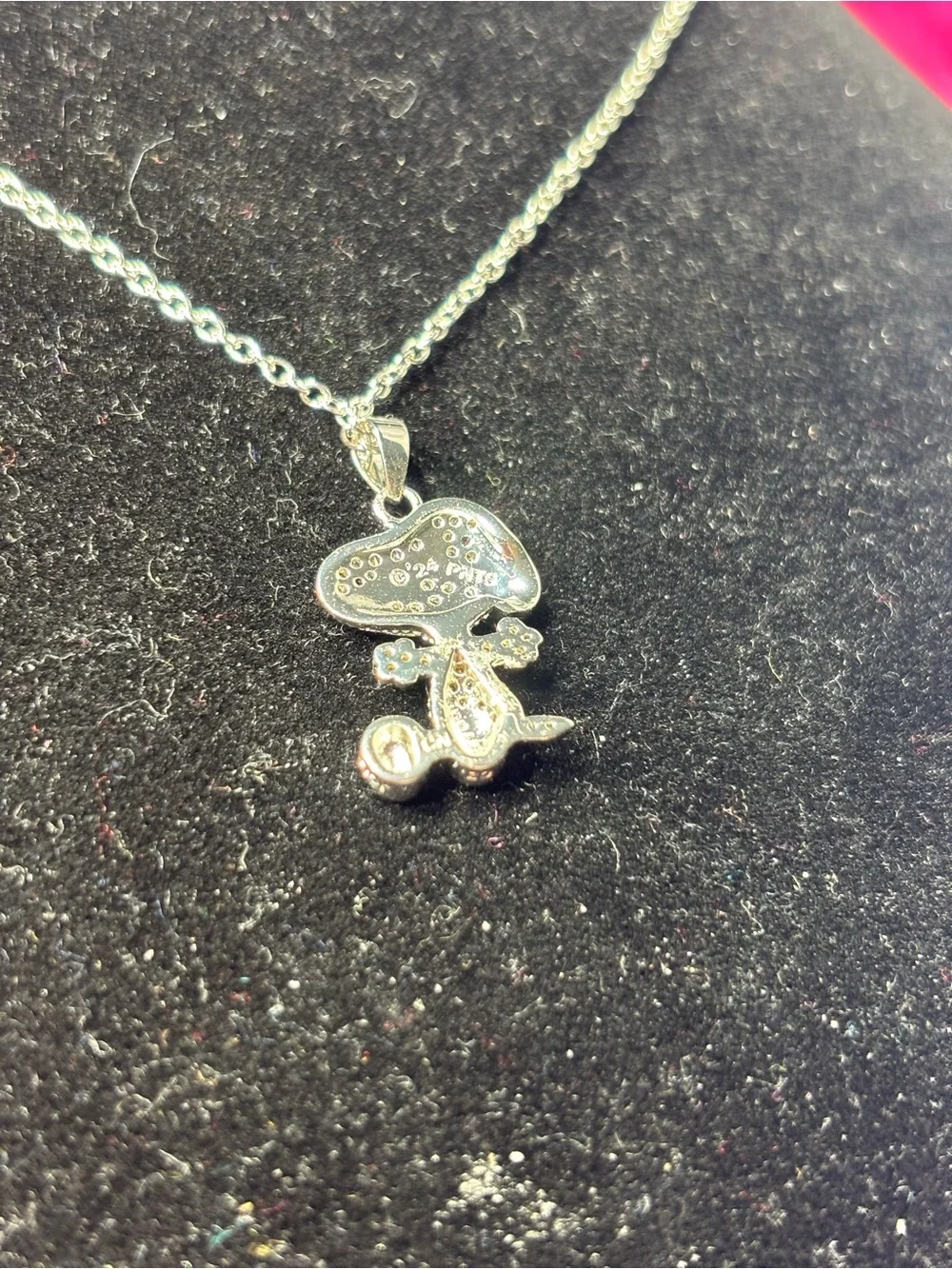 New Silver-tone Crystal Peanuts Snoopy Dog Pendant Necklace - Women's Jewelry - Picture 5 of 5